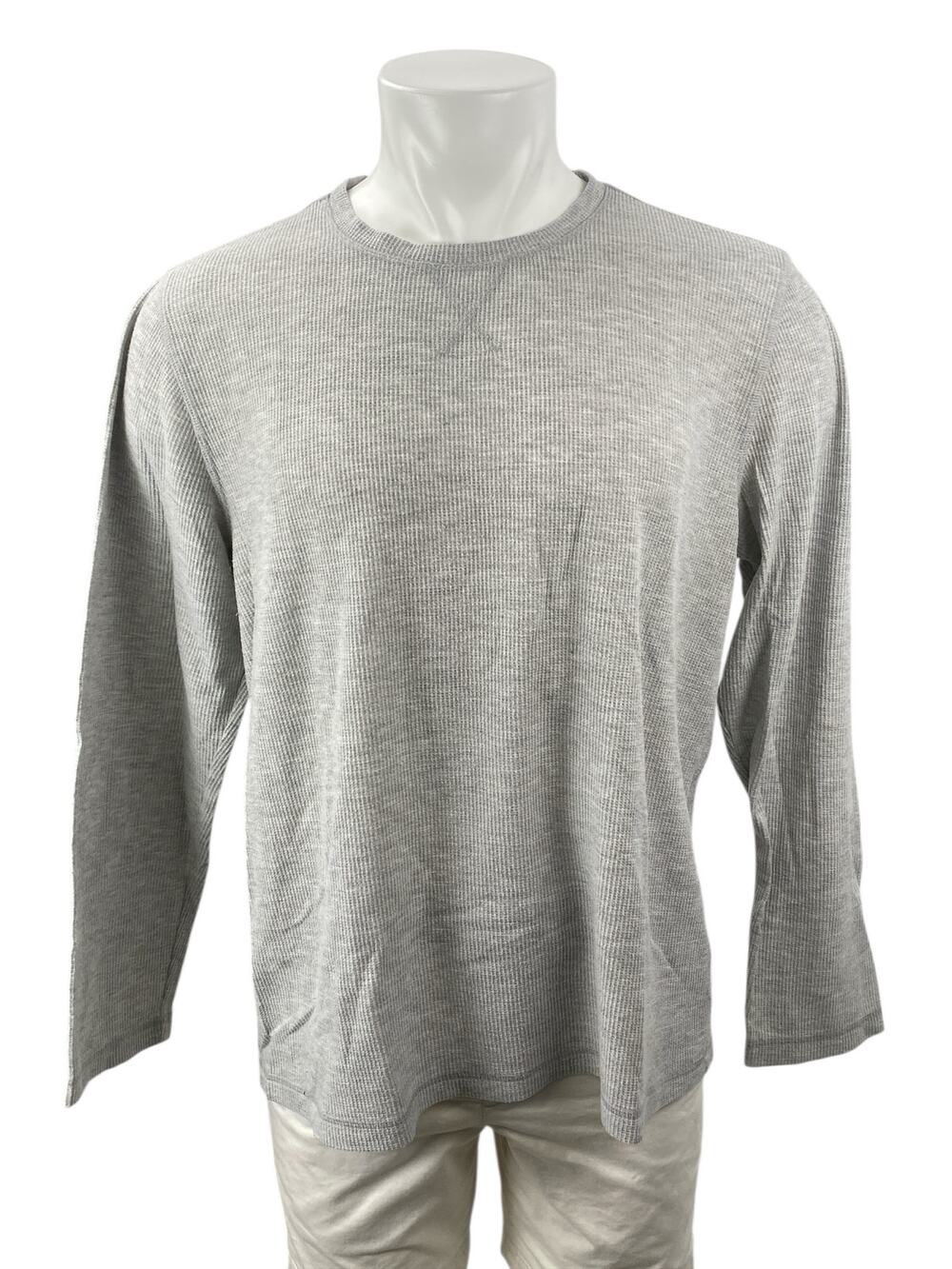 Eddie Bauer Men's Gray Heather Long Sleeve Crew Neck Waffle Knit Thermal Tee L